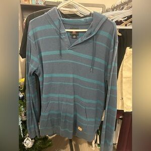 Quiksilver Blue and Teal Striped Hoodie (as is)